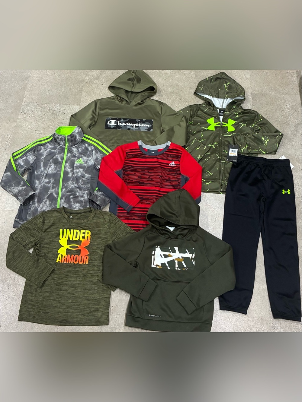 Boys UNDER ARMOUR/NIKE/ADIDAS Sweatshirts..Outfit & Shirt Lot, sz 7….2 NWT